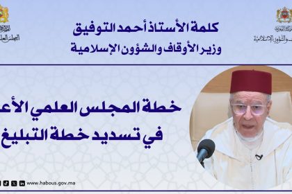 كلمة الأستاذ أحمد التوفيق وزير الأوقاف والشؤون الإسلامية حول خطة المجلس العلمي الأعلى في تسديد خطة التبليغ.